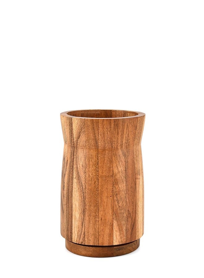 Kimona Utensil Crocks Acacia Wood Kitchen Utensil Holder, for Countertop, Farmhouse Kitchen Décor (6'' X 6'' X 7'') - Image 2